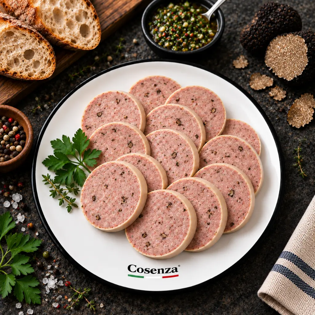 Plato gourmet de salchicha con trufa.webp