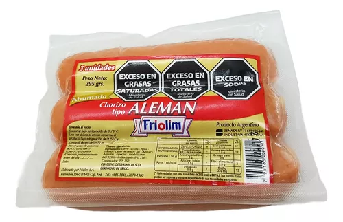 Chorizo Tipo Alemán Con Piel Caja X 10 Paq. X 3u.