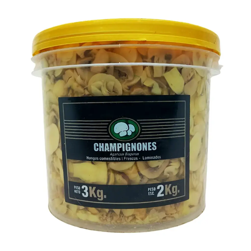 Champignones Frescos Laminados Balde x 3Kg.