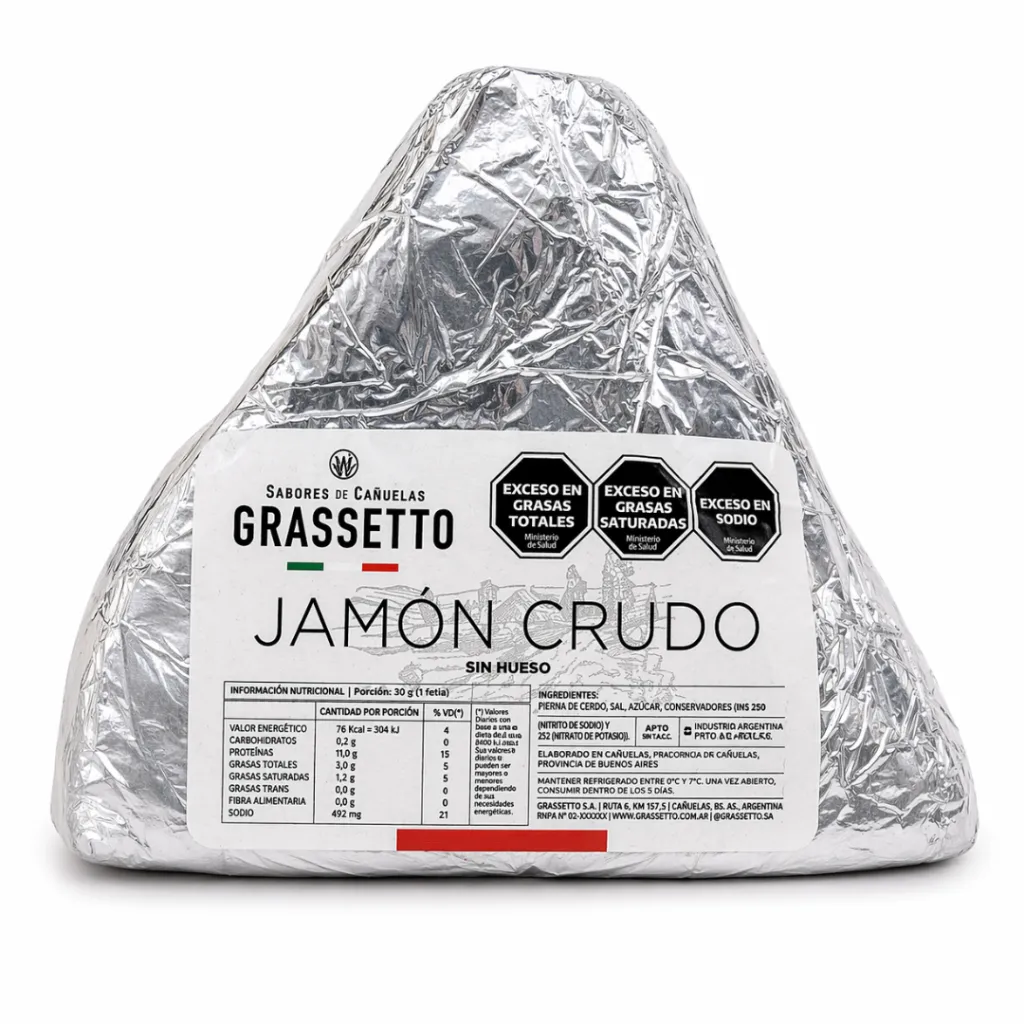 [F074] Jamón Crudo Grassetto Medio Listo x 3 Kg. F074