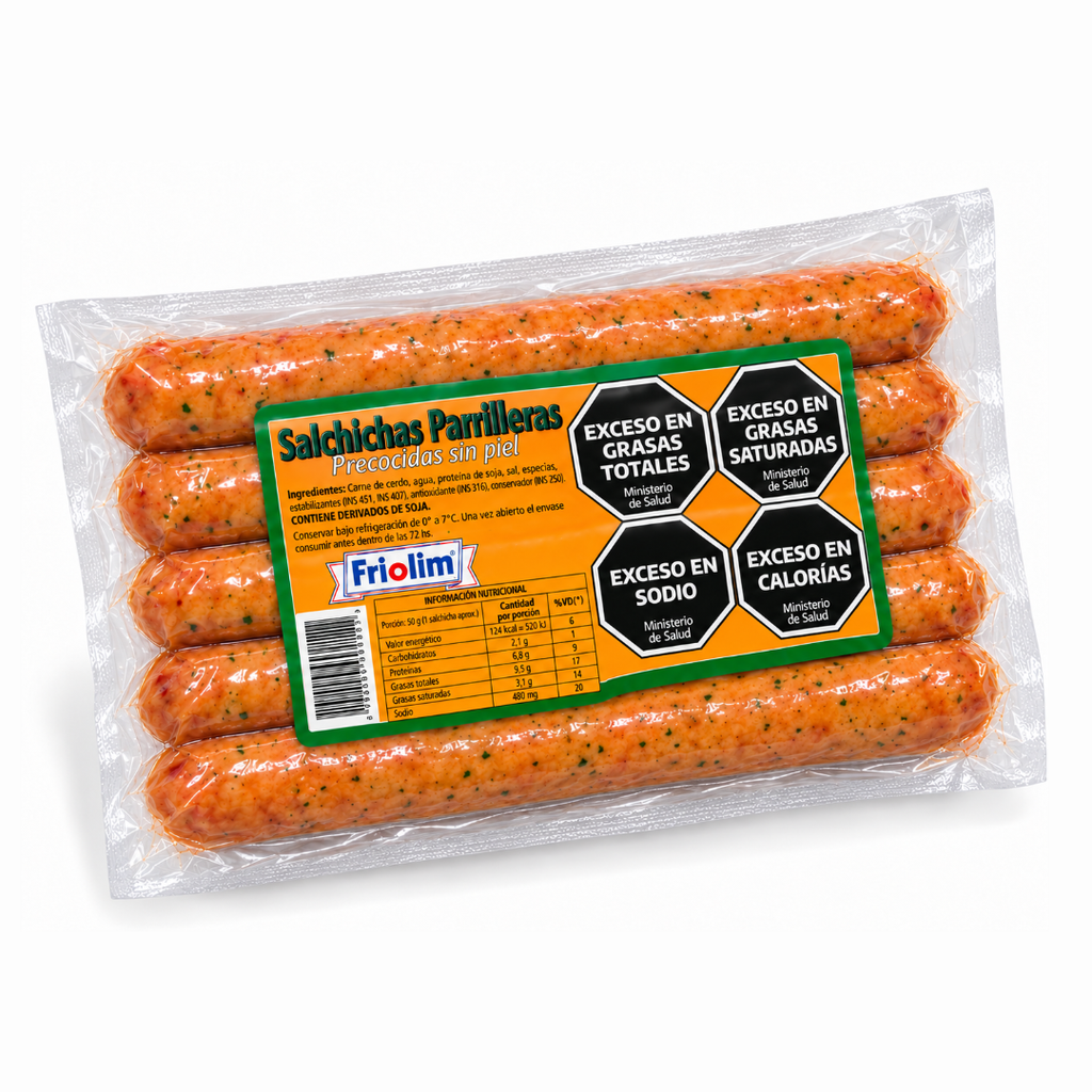 Salchicha Parrillera Ahumada c/piel caja x 10 paq. x 5u. Total 50 u. V106